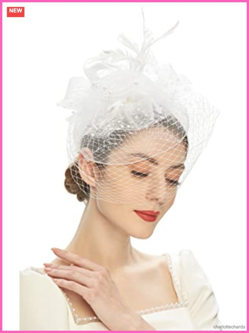 Handmade Derby Fascinator Hat with Mesh Feathers for Wedding Tea Party